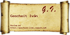 Gescheit Iván névjegykártya